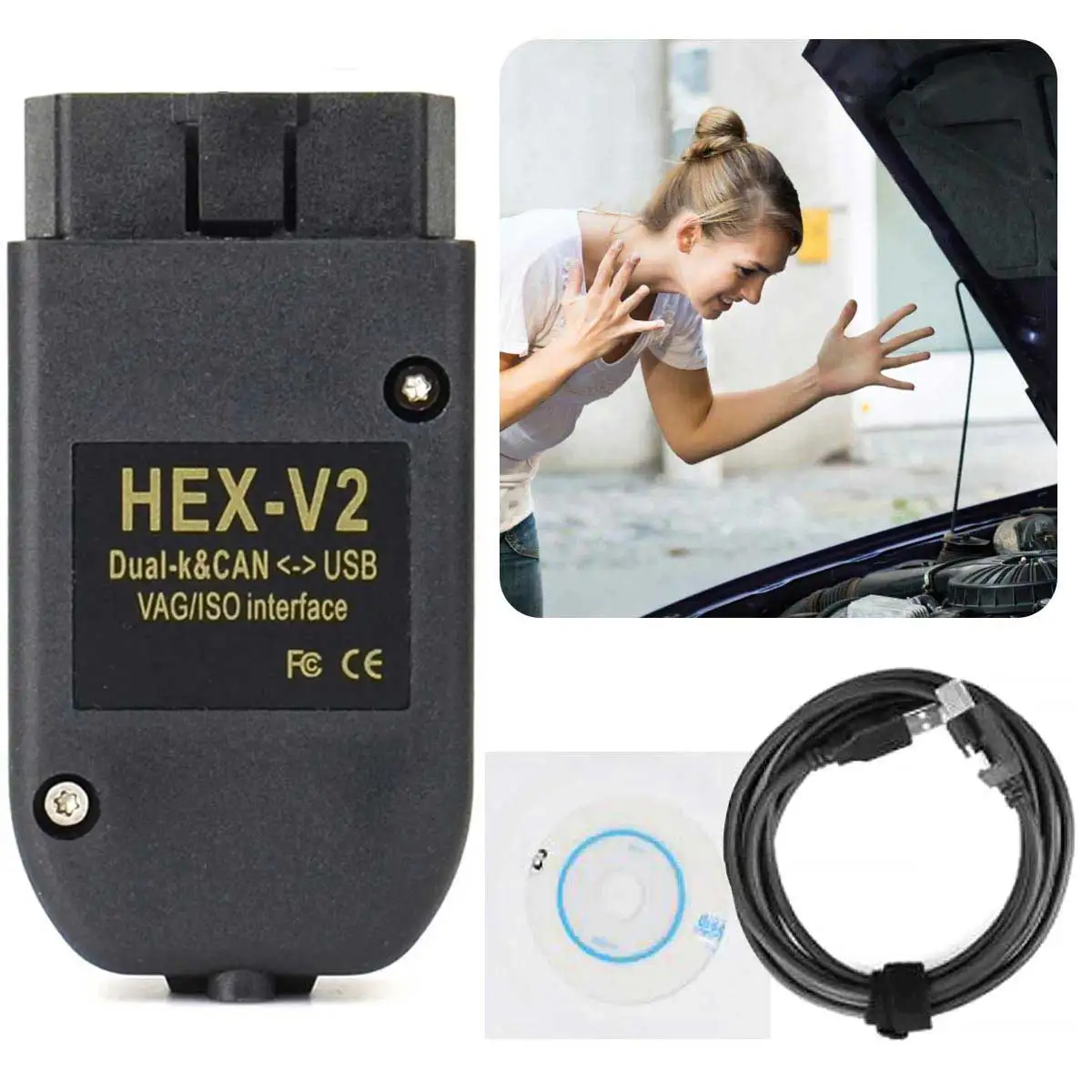 2024 Più Nuovo Vag Com 23.11 Scanner Hex V2 Interfaccia Usb Vcds Può Per Vw Audi Skoda Seat Unlimited Vins Polish/English Atmega16