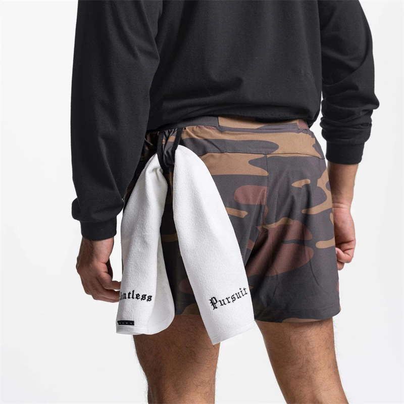 Summer Double Layer 2-in-1 Men's Shorts Quick Drying Fitness Sports Pants Tight Inside and Loose Outside Fashion Capris
