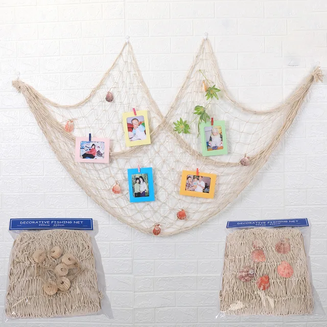 Simplicity fishing net decoration with seashell beach theme decoration party family bedroom wall mounted fishing net decoration Simplicity fishing net decoration with seashell beach theme decoration party family bedroom wall mounted fishing net decoration