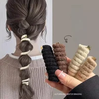 1Pc Telephone Wire Hair Ties Women Girls Solid Color Wool Elastic Hair Bands Spiral Coil Rubber Bands Ponytails Hair Accessories 2