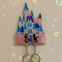 Acrylic Refrigerator Magnet Couple Keychain Hanger Cartoon Key Holder House Key Ring Pendant Anti-Lost Hanger Entry Home Decor 1