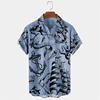 Men's Vintage Mermaid Print Shirts Boat Anchor Print Button Shirts Summer Ocean Element Shirts Men's Hawaiian Leisure Shirts 4