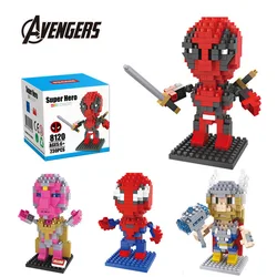 Blocs de construction à assembler Marvel Avengers, Deadpool, Spiderman, Thor, Mini figurines de dessin animé, jouets éducatifs, cadeaux pour enfants 