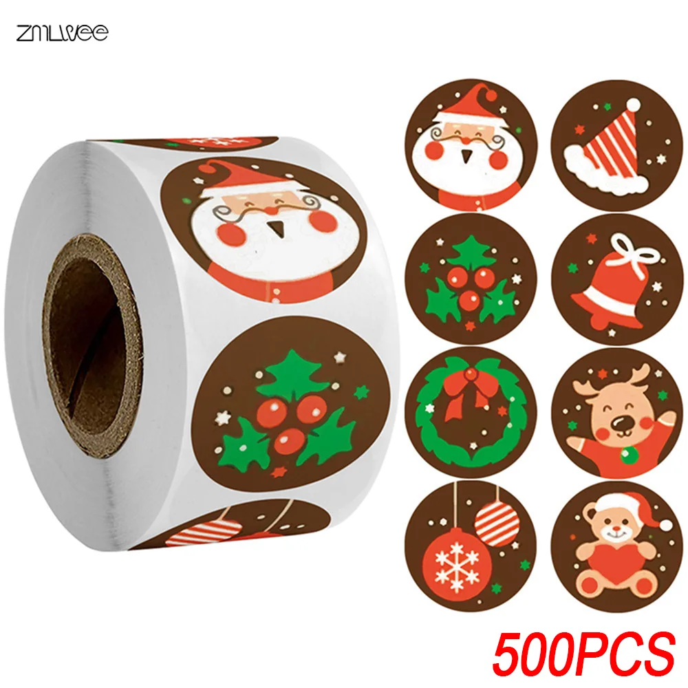 Round 500 Roll With Christmas Natural Baked Labels Inch Stickers / 1/1.5  Roll Per Wall Sticker Cool Sticker Packs for Adults - AliExpress