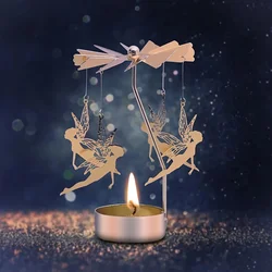 1PC Golden Metal Spinner Carousel Candle Rotating Light Holder  Windmill Elegance Home Party Wedding Table Decoration Gift