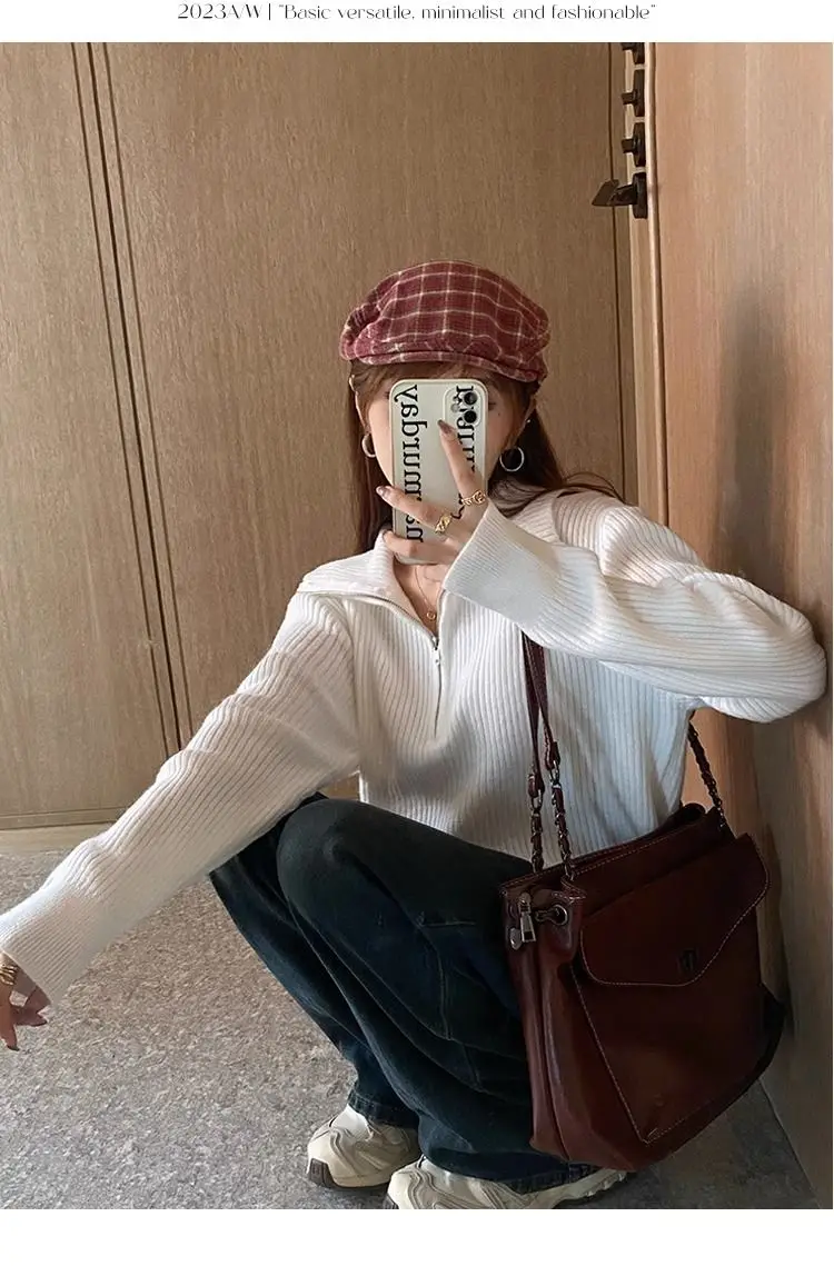 Half-zip Sweater for Women in Autumn and Winter New Year Red Knitted Bottoming Shirt with High Collar Knitted Top and Trendy 55 Sa61af2c3692b4ae8a086a5acc1fa9c09y