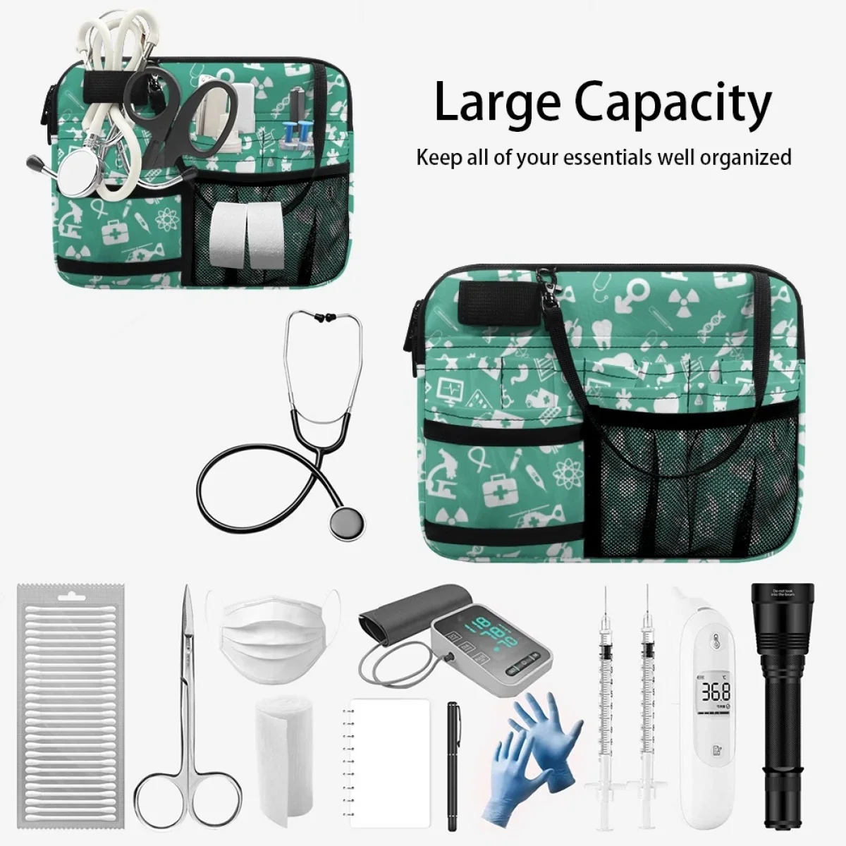 Nurse Medical Icon Print Belt Organizer For Women Waist Bag Fanny Pack Pouch for Stethoscopes Bandage Scissor Hip Bags Female