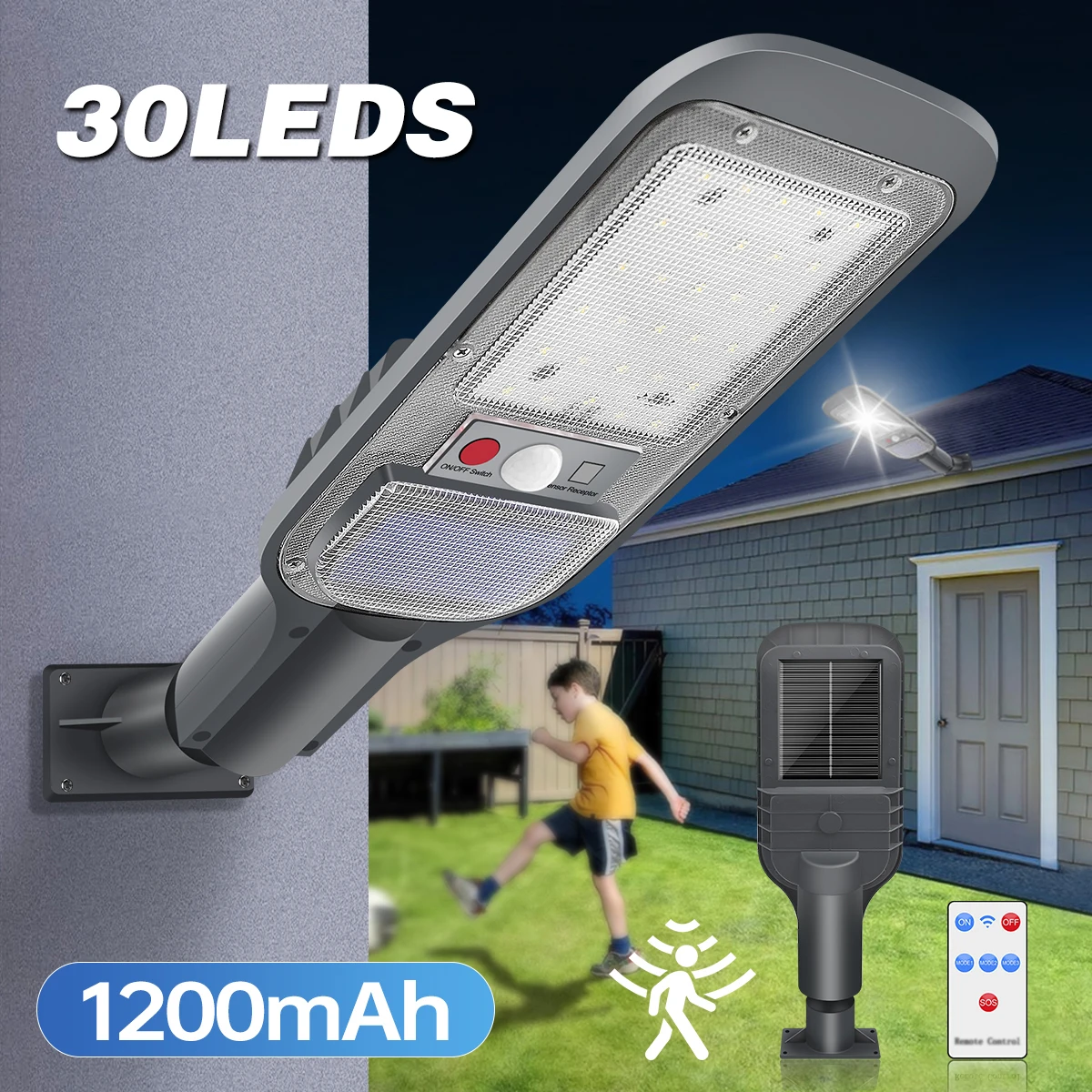 Solar Street Light Outdoor Solar Light Waterproof LED Flood Lights Dusk to Dawn with Motion Sensor Parking Lot