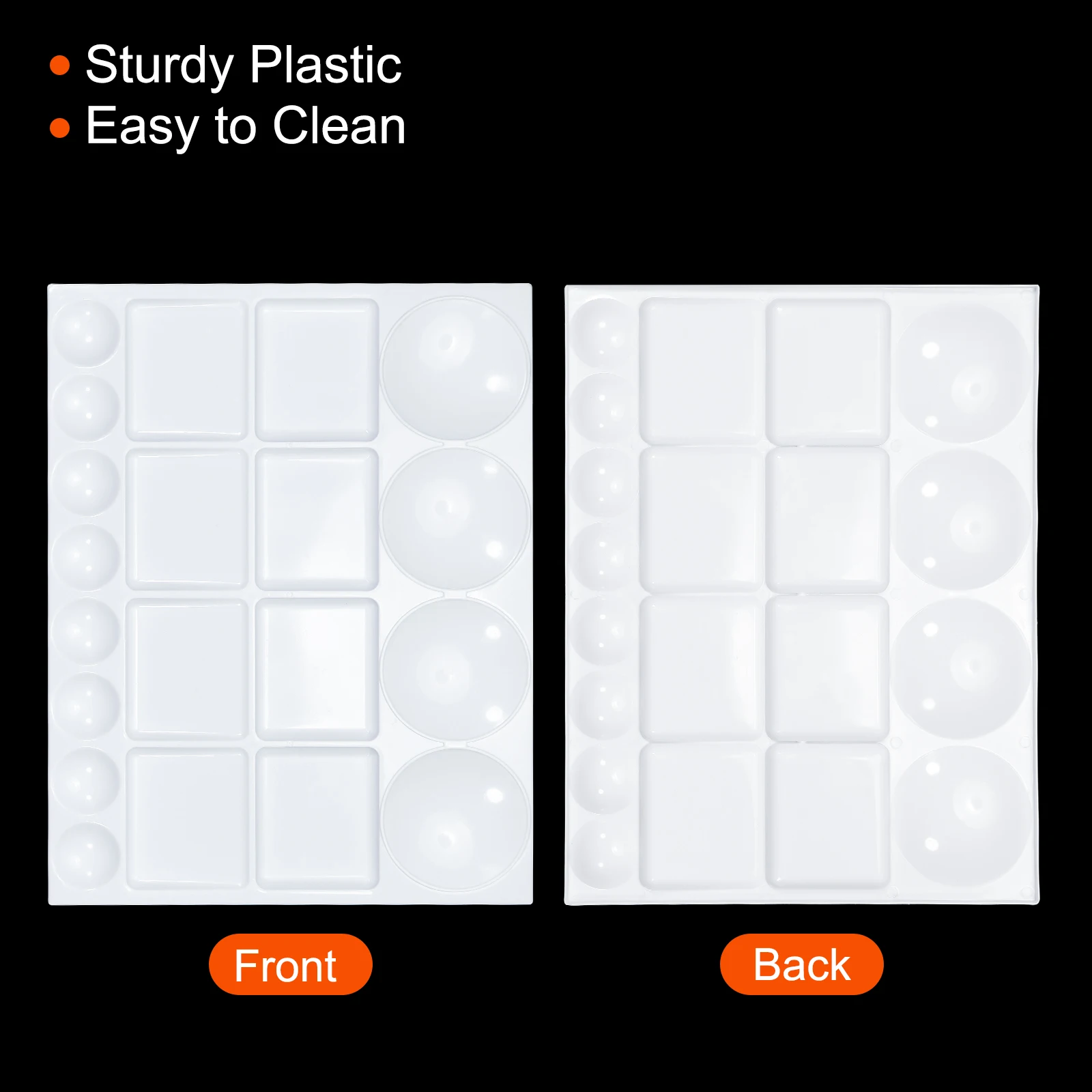 2Pcs 20 Wells Watercolor Paint Tray Palette Plastic Rectangle Pallet Acrylic Painting Mixing Plastic Artist Large Square Palette