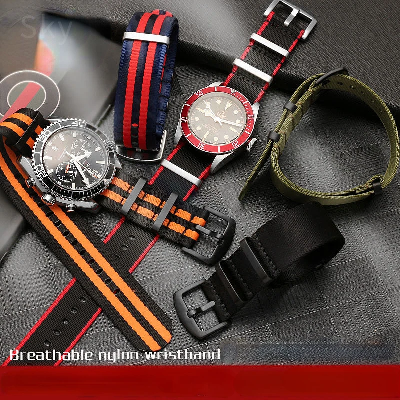 Breathable Soft Nylon Watchband - 20/22mm Male Watch Strap