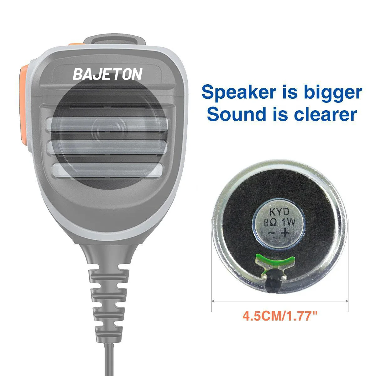 BAJETON 워키토키 스피커 마이크 360도 회전 가능 ° Radtel RT-950 PRO RT-950 BJ-9000 햄 라디오용 회전식 벨트 클립 라우드스피커
