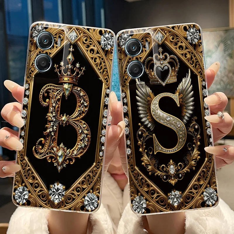 Retro Initial Letter Couple Phone Case - Transparent Soft Silicone Cover, New Fashion Design