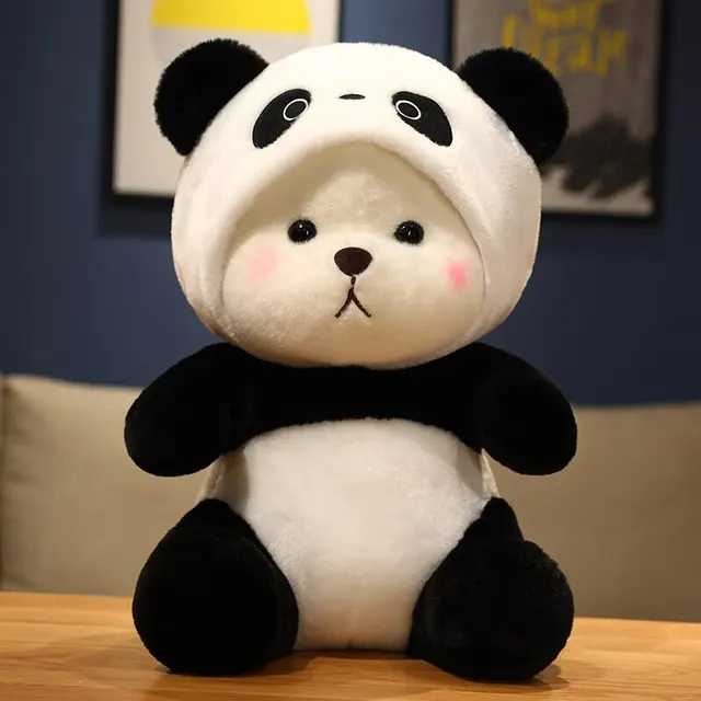 26cm New Kawaii Panda Plush Toy Soft Stuffed Bear Turn Into Panda Animal Doll Lovely Style Sleeing Pillow Cushion for Children