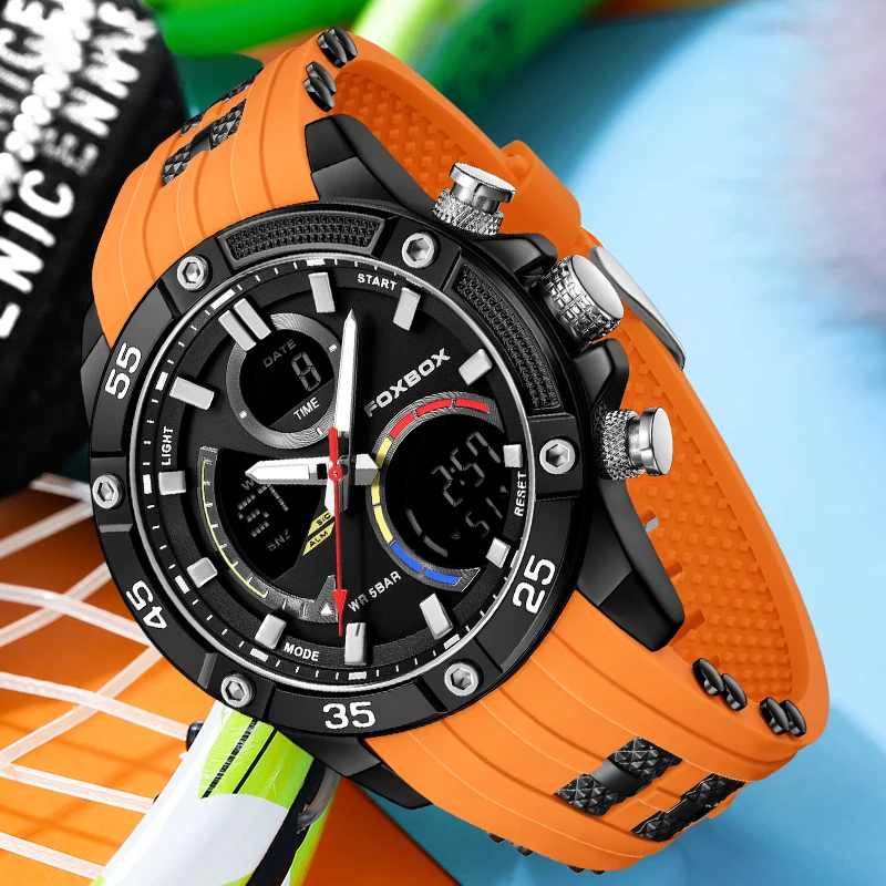 Top Brand LIGE New Men LCD Digital Display Quartz Wristwatch Silicone Strap Waterproof Man Clock Sports Fashion Male Watches