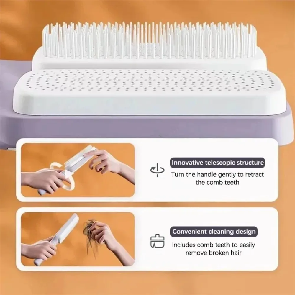 Massage Airbag Comb Straight Hair Comb Rotation Handles Cleaning Hair Loss Anti-Static Hairbrush Self Cleaning Comb for Women 3