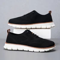 Lightweight Lace-up Casual Men Shoes Breathable Flying Weave Elastic Rope Overfoot One Foot Stirrup Casual Sneakers Large Size 1