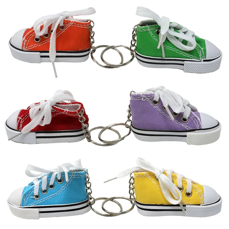 12Pcs 3D Cute Mini Canvas Keychain Tennis Shoes Keychain Sports Shoe Keyrings