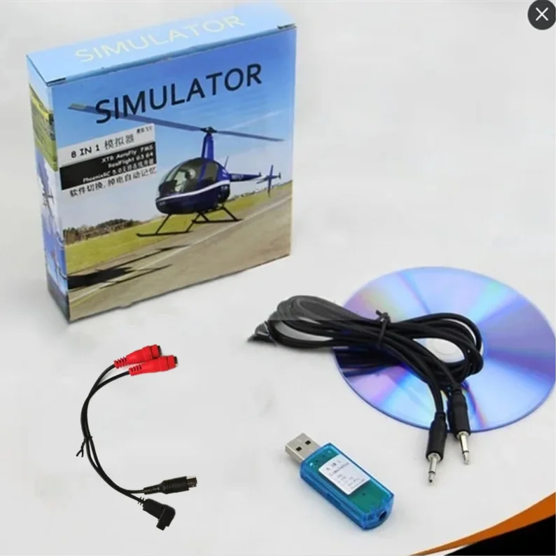 Flight Simulator Adapter Cable 8in1 USB Flight Simulator Cable Phoenix RealFlight G4 XTR AeroFly FMS forFutaba ESky JR WFLY 4-8Ch Skill Traning