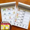 2books English CVC Words Phonics Workbook Language Arts Skills book for Kids children read & match & sound & sentence Worksheet 1