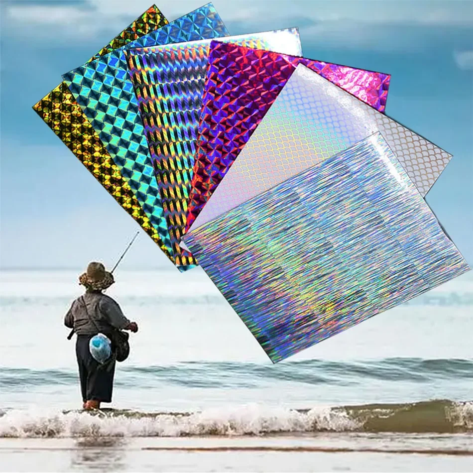 Description Picture 2 of itemMNFT Premium Product 6Pc Metal Bait Self Adhesive Change Color Sticker Hard Sequin Fishing Lure Holographic Fish Scale Tape Film