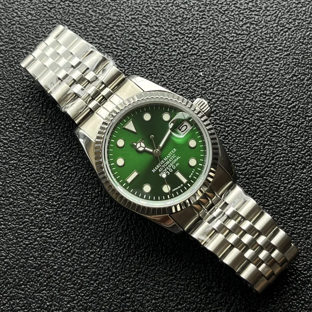 

36/39mm Green SUB DATE JUST Watch watch NH35 Automatic Mechanical Movement Customized Watch Accessories with S logo