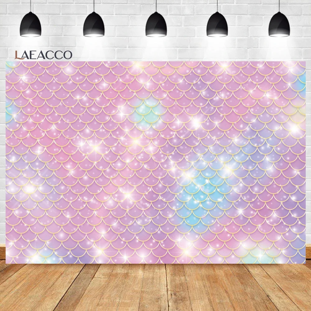 Laeacco Birthday Backdrops Fish Scales Seaweed Pearl Bubbles Glitters Mermaid Baby Shower Photography Backgrounds Photo Studio for photo backdrop,photography auxiliary props