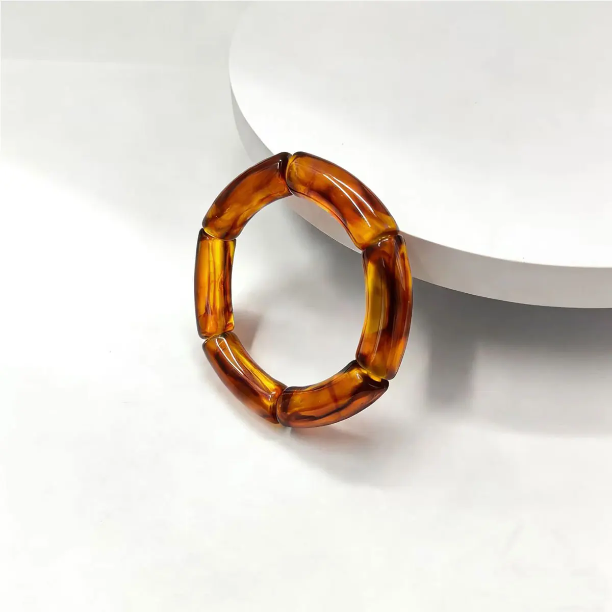Fashion Acrylic 4PCS/Set Resin Amber Bamboo Bead Elastic Bracelet Bangles Tube Beads Handmake 2024 Trendy Designer Bracelet Set Image 6