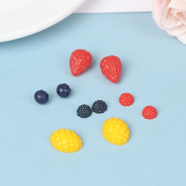 Doll House Simulation Mini Fruit Plate Banana Apple Pomegranate Peach Mango Cherry Watermelon Slice Orange 1