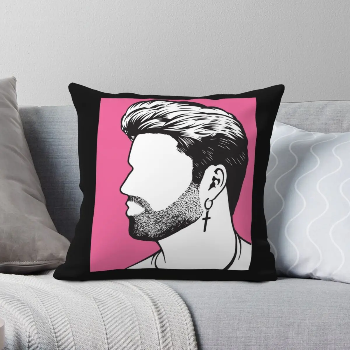 

George Michael Square Pillowcase Polyester Linen Velvet Printed Zip Decorative Throw Pillow Case Home Cushion Cover