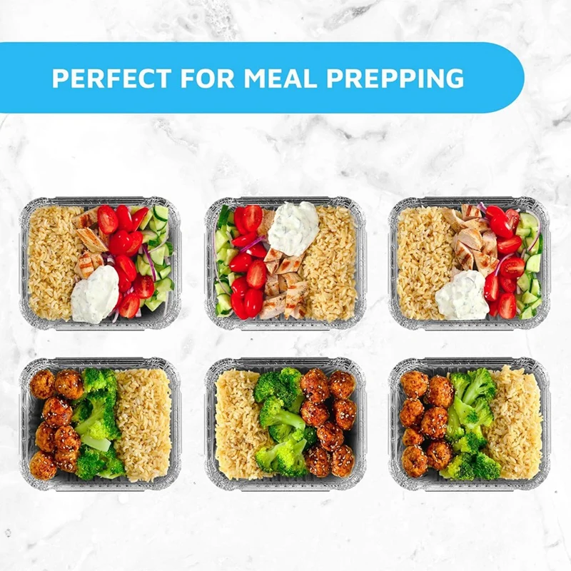 Disposable Takeaway Pan Transparent Lid Rectangular Aluminum Foil Tray 410Ml Capacity portable food container