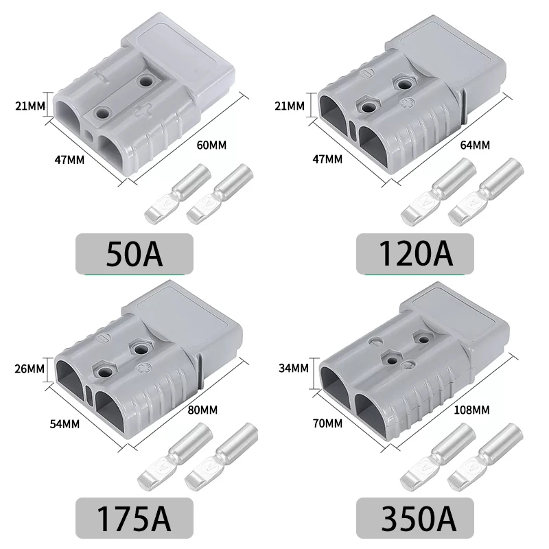 Anderson Type Plug 50A 120A 175A 350A Battery Charging Fast Connector 600V DC Power Tool Solar Caravan Socket Adapter Accessor