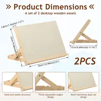 2Pcs Foldable Tabletop Easel Adjustable Angle Tabletop Art Easel Portable Wood Sketch Display Stand for Painting Artists Student 2