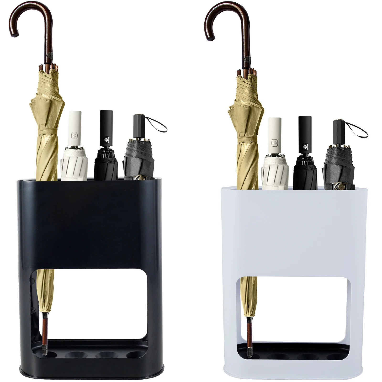 SGZIOO Schirmständer Mit Abtropfschale - 4 Slots Für Regenschirme 28x22cm Weiß