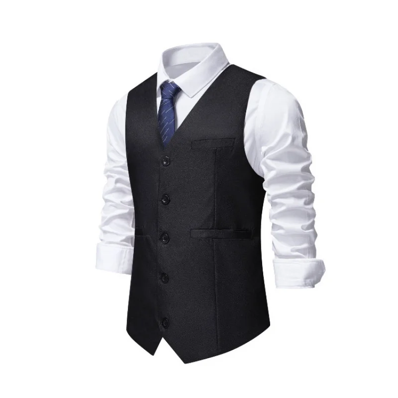 Men's vest casual business formal wear men's suit vest plus size slim single-breasted waistcoat