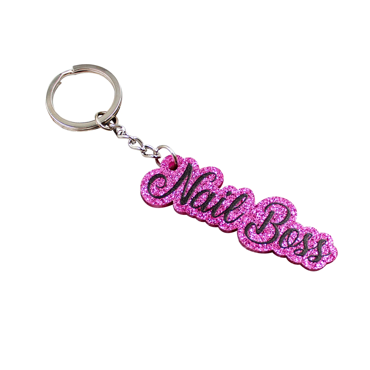 1piece Kc038-acrylic Nail Boss Long Uv Glitter Keychain Charms - Key Chains - AliExpress