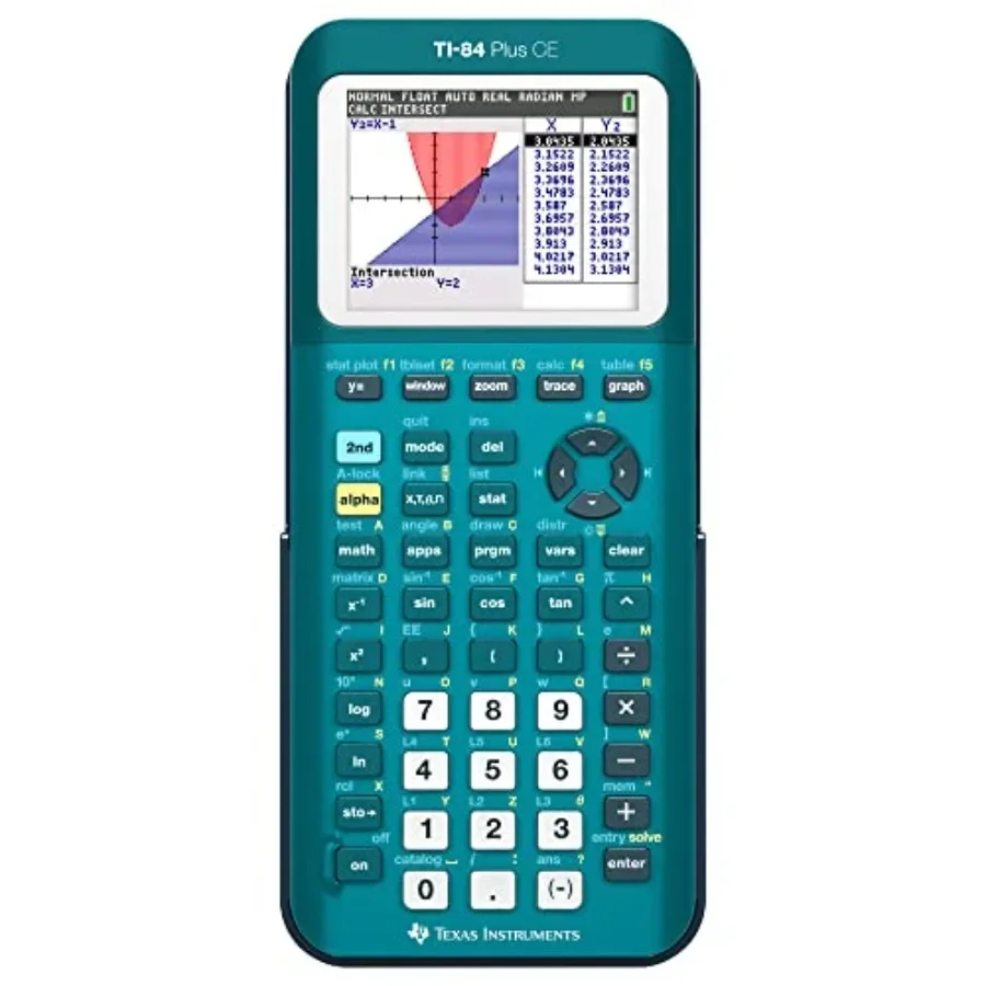 Texas Instruments TI84 Plus CE Color Graphing Calculator Teal Metallic for Advanced Math and Science Applications with Vibrant