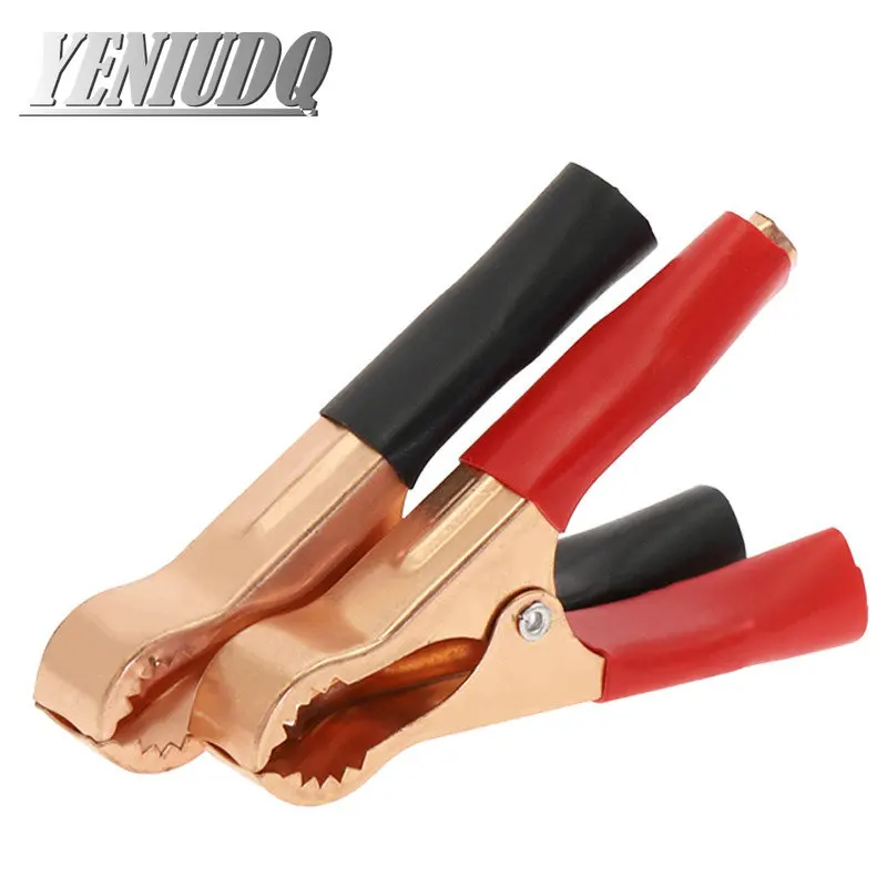 2Pcs/10Pcs 50A 80mm Crocodile Car Caravan Van Battery Test Lead Clips Insulated Alligator Clamp High Quality Red + Black