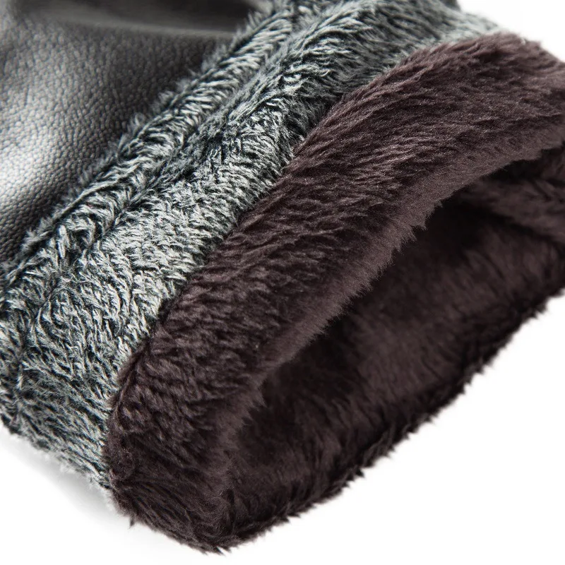 Genuine Leather Riding Gloves for Women, Wool Mittens, Thick Fur Gloves, Double Color, Soft, Fashion, Autumn, Winter