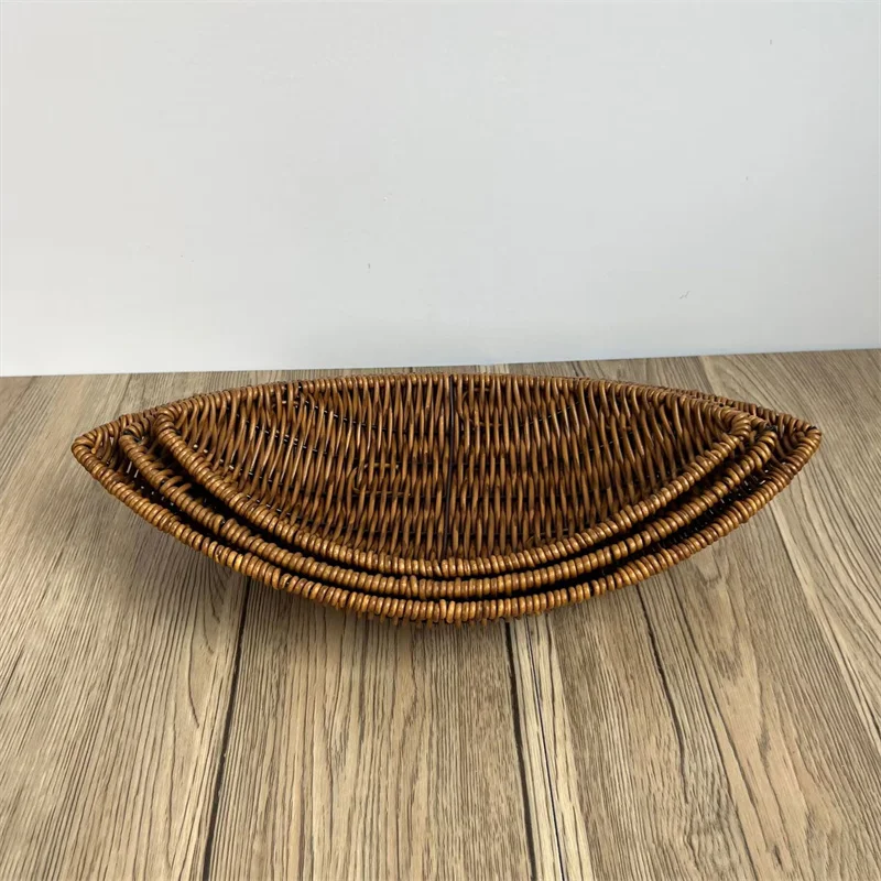 Woven Basket Imitation Rattan Woven Serving Baskets for Bread Fruit Vegetables Restaurant Serving Tabletop Display Rattan Basket 2