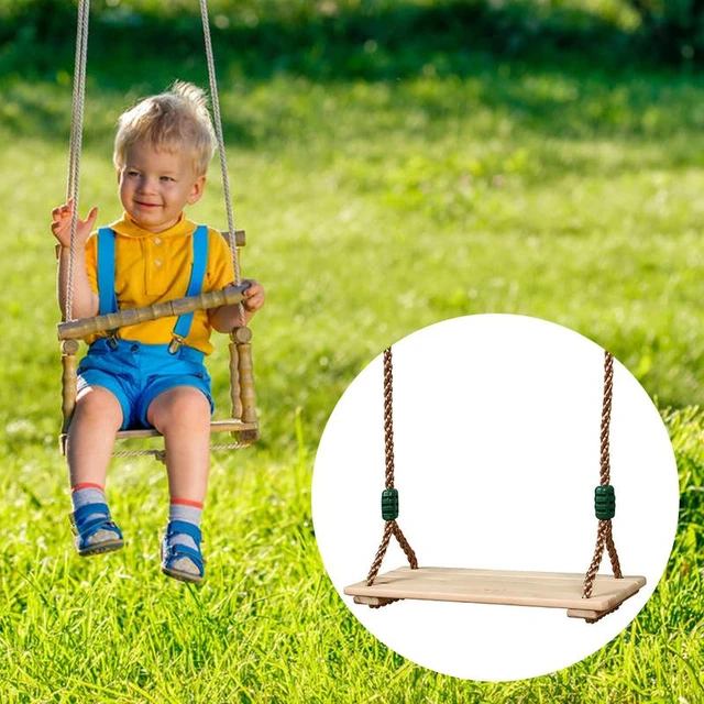 Classic Wooden Swing Seat With Strong Swing Rope Height-adjustable Hanging  Swing For Indoor Outdoor - AliExpress