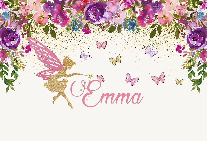 Mehofond Photography Background Colorful Flowers Golden Glitter Fairy Butterfly Girls Birthday Party Photophone Photo Backdrops photo backdrop photo wallpaper party decoration covers