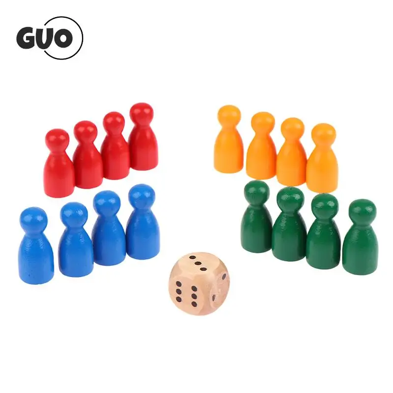 16Pcs Children Humanoid Wooden Puzzle Game Board Game Chess Pieces