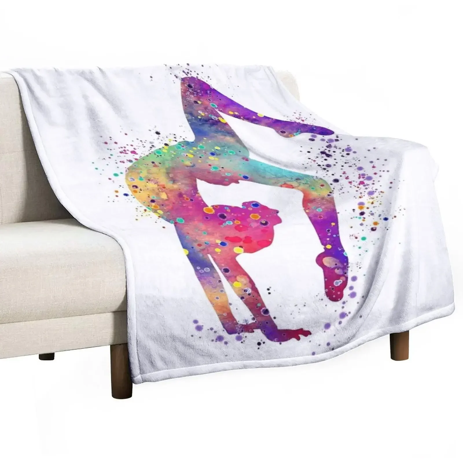 

Gymnastics Girl Tumbling Colorful Watercolor Art Gift Throw Blanket manga Fluffy Softs anime Large Blankets