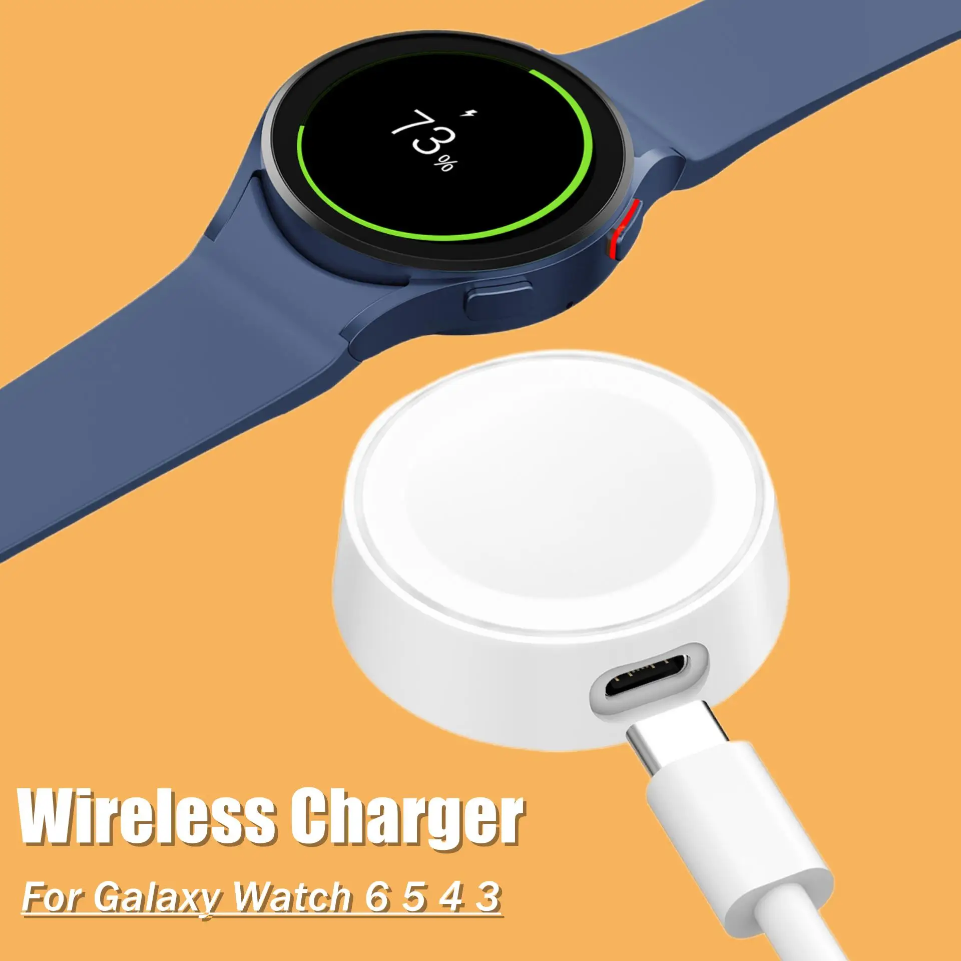 Compact Magnetic Wireless Charger for Smart Watches - USB Type C Charging Station