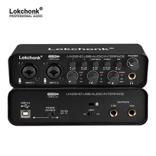 UX22 Audio Interface Sound Card 24-bit/192KHz AD Converter, Electric Guitar Live Recording Professional Studio Singing, Podcast