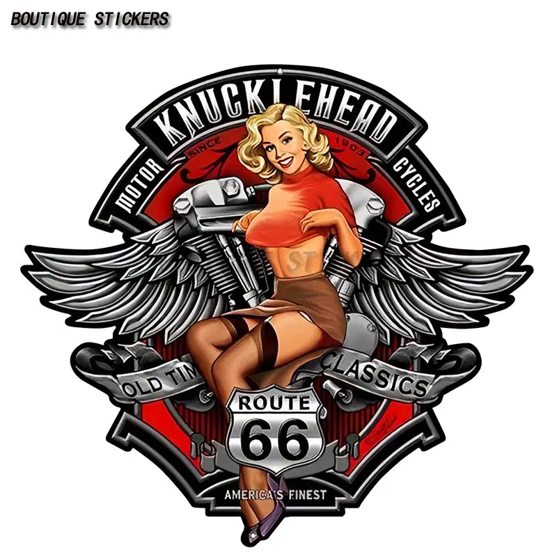 Sexy Girl Finger Moto Rt66 Pin-Up Girl Abarth Scuderia Italia Skull Car Sticker Impermeabile Pvc Accessori Per La Decorazione Dell'Auto