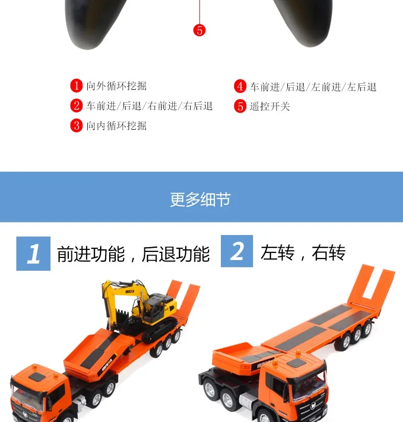 Huina transgraniczny nowy produkt 1:24 symulacja dziewięciokanałowy pilot płaska przyczepa + koparka zdalnie sterowana zabawka dla dzieci 12 Sa61caf02691b4596a1e46cd0812cc8daO Huina transgraniczny nowy produkt 1:24 symulacja dziewięciokanałowy pilot płaska przyczepa + koparka zdalnie sterowana zabawka dla dzieci