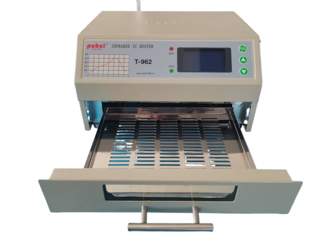 Soldering Station Soldering Tool PUHUI T-962 110V-240V Reflow Equipment T-962 Infrared Reflow With Smoke Channel Oven Furnace IC Heater BGA Rework Station