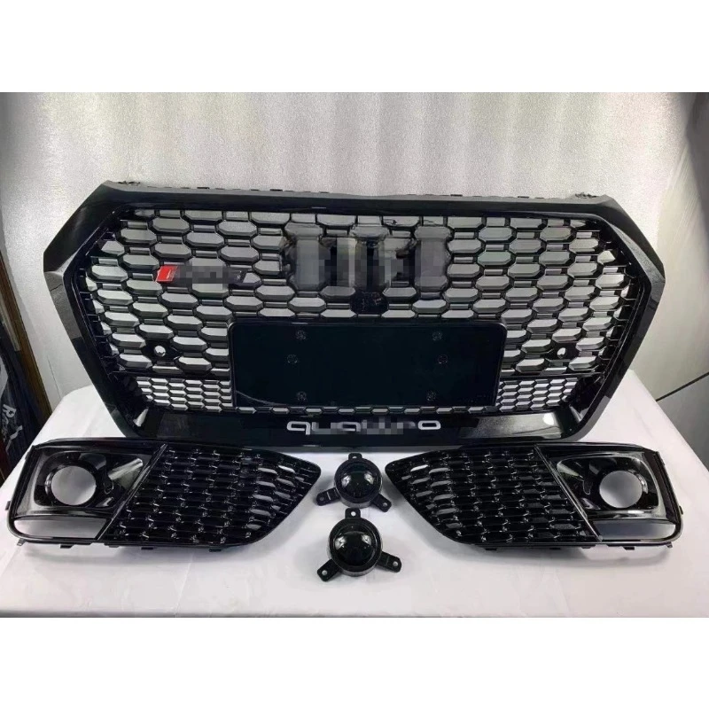 

For Audi Q5 2018 - 2019 ( Refit For RSQ5 Style ) Bumper Grille Front Bumper Grill Center Grille Gloss Black And Fog Light Grille