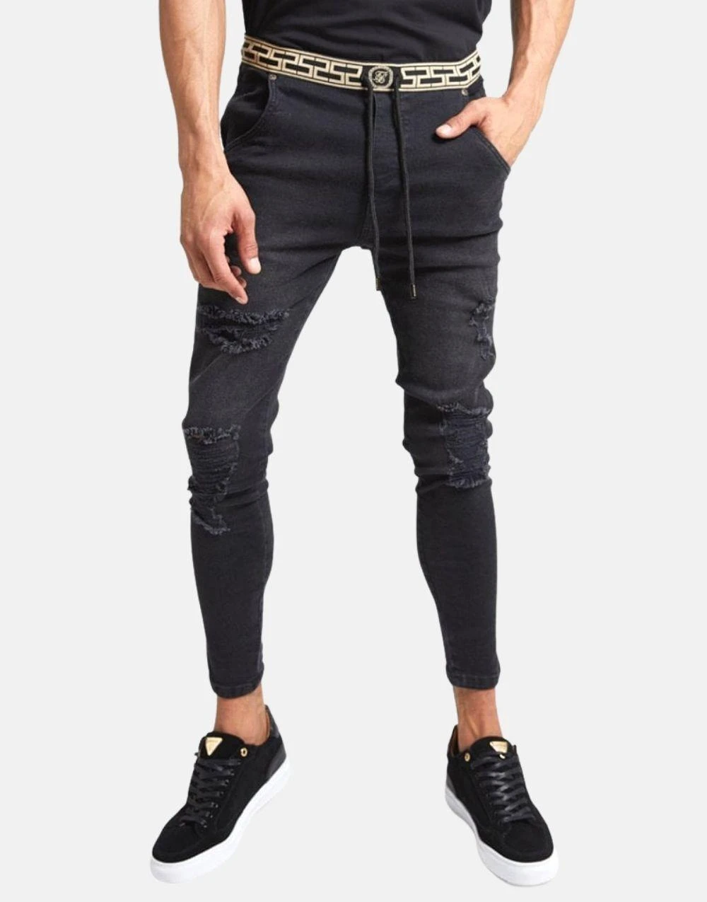 SikSilk pantalones vaqueros con elástica para hombre|Pantalones vaqueros| - AliExpress